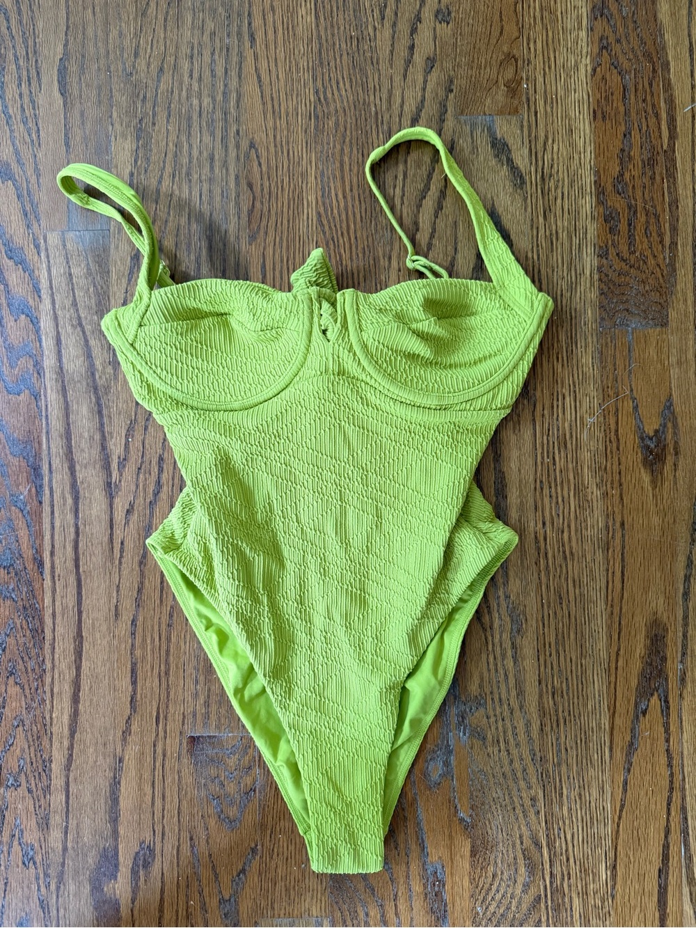Textured Lime Green One-Piece Swimsuit
